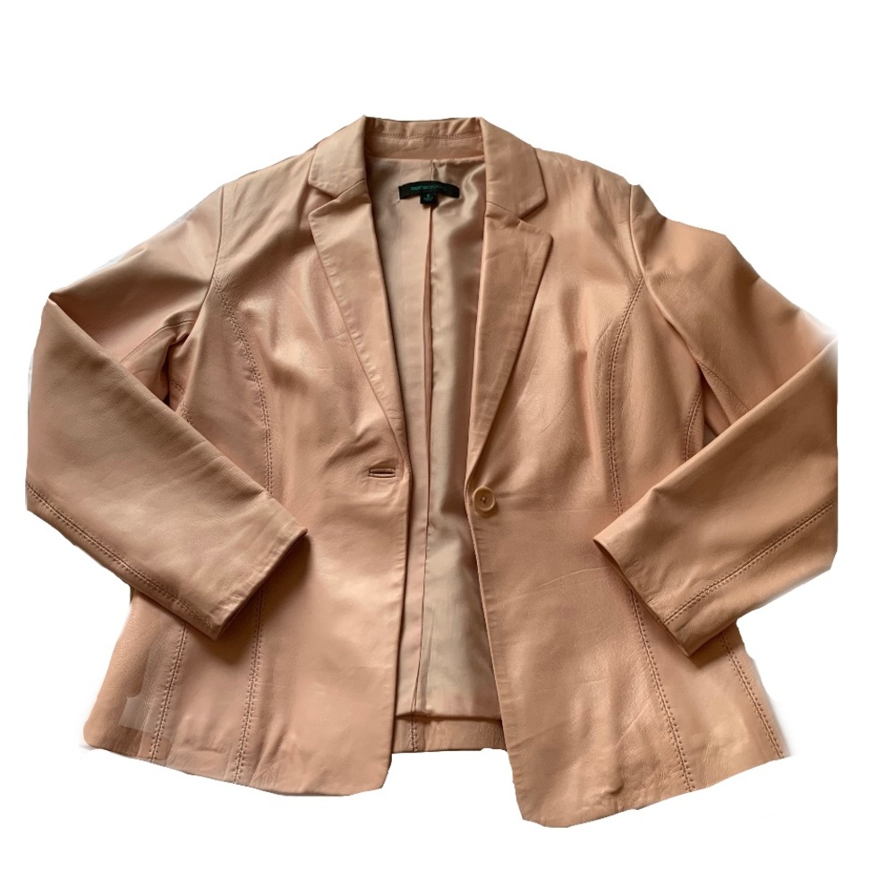 Vintage vegan Leather blush pink blazer